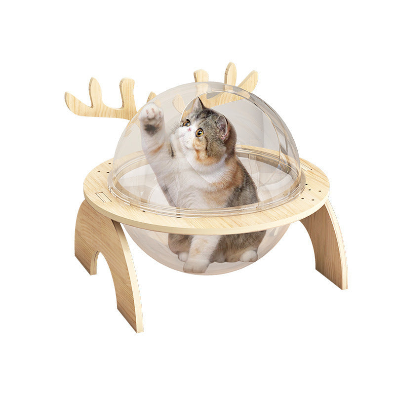 Antlers Cat Nest Four Seasons Universal Pet Supplies Chamfer Space Capsule Solid Wood Cat Bed