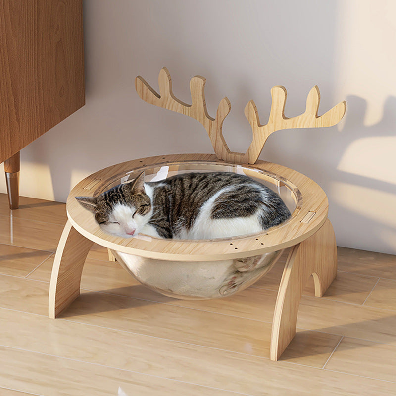 Antlers Cat Nest Four Seasons Universal Pet Supplies Chamfer Space Capsule Solid Wood Cat Bed