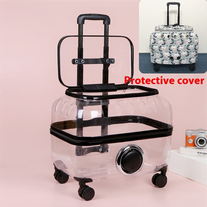 Cat Bag Portable Pet Trolley Bag Space Capsule Transparent Cat Luggage