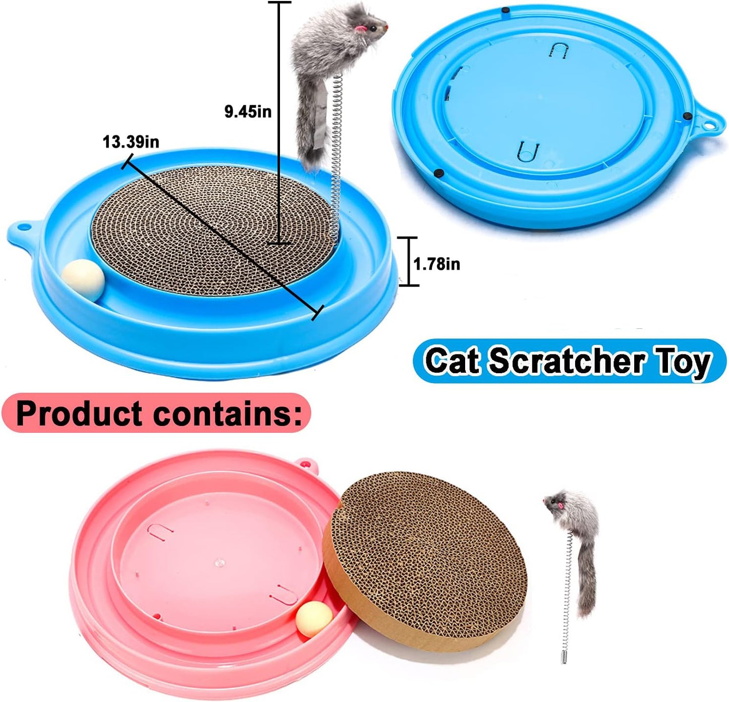 Cat Scratcher Toy Cat Toy Scratch Pad Post Pad Interactive Training Exercise Mouse Play Toy With Ball For Kitty Puppy