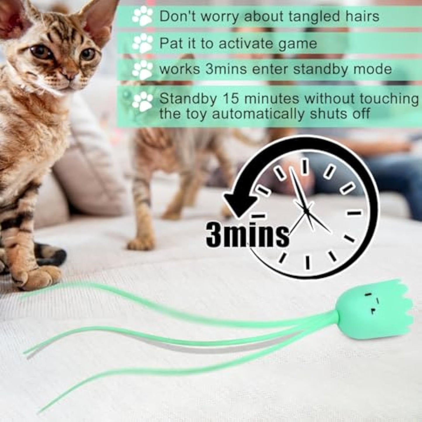 Interactive Cat Toys For Indoor Cats Swinging Tail Cat Toy For Bored Indoor Cats Self Play Electronic Cat Wand Toy With Silicone Tails Rechargeable Automatic Cat Toy For Kitten