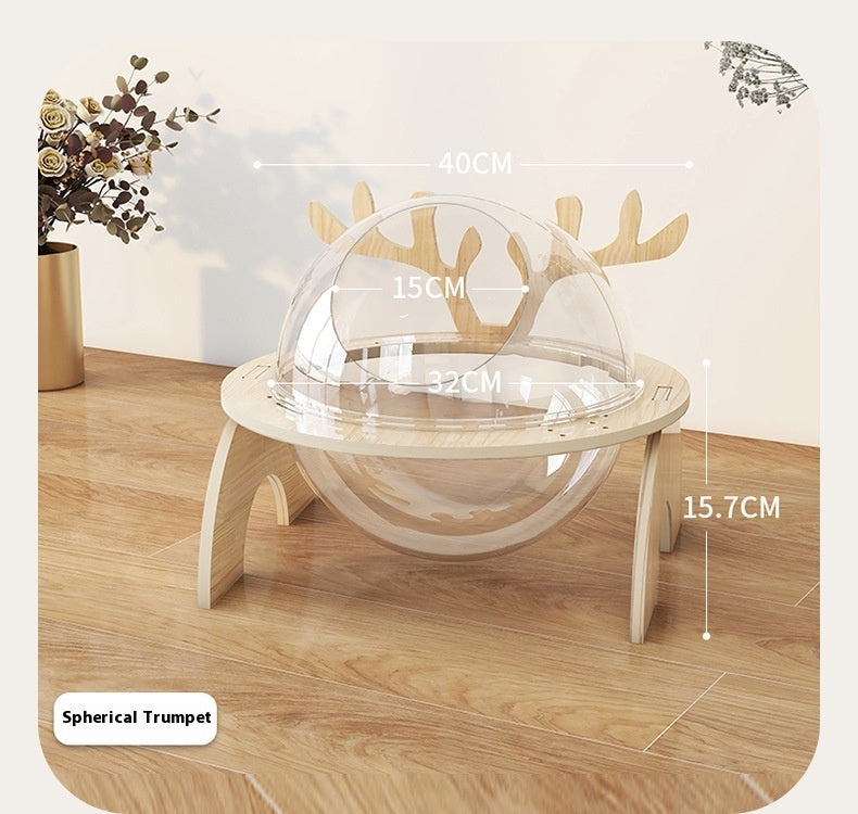 Antlers Cat Nest Four Seasons Universal Pet Supplies Chamfer Space Capsule Solid Wood Cat Bed