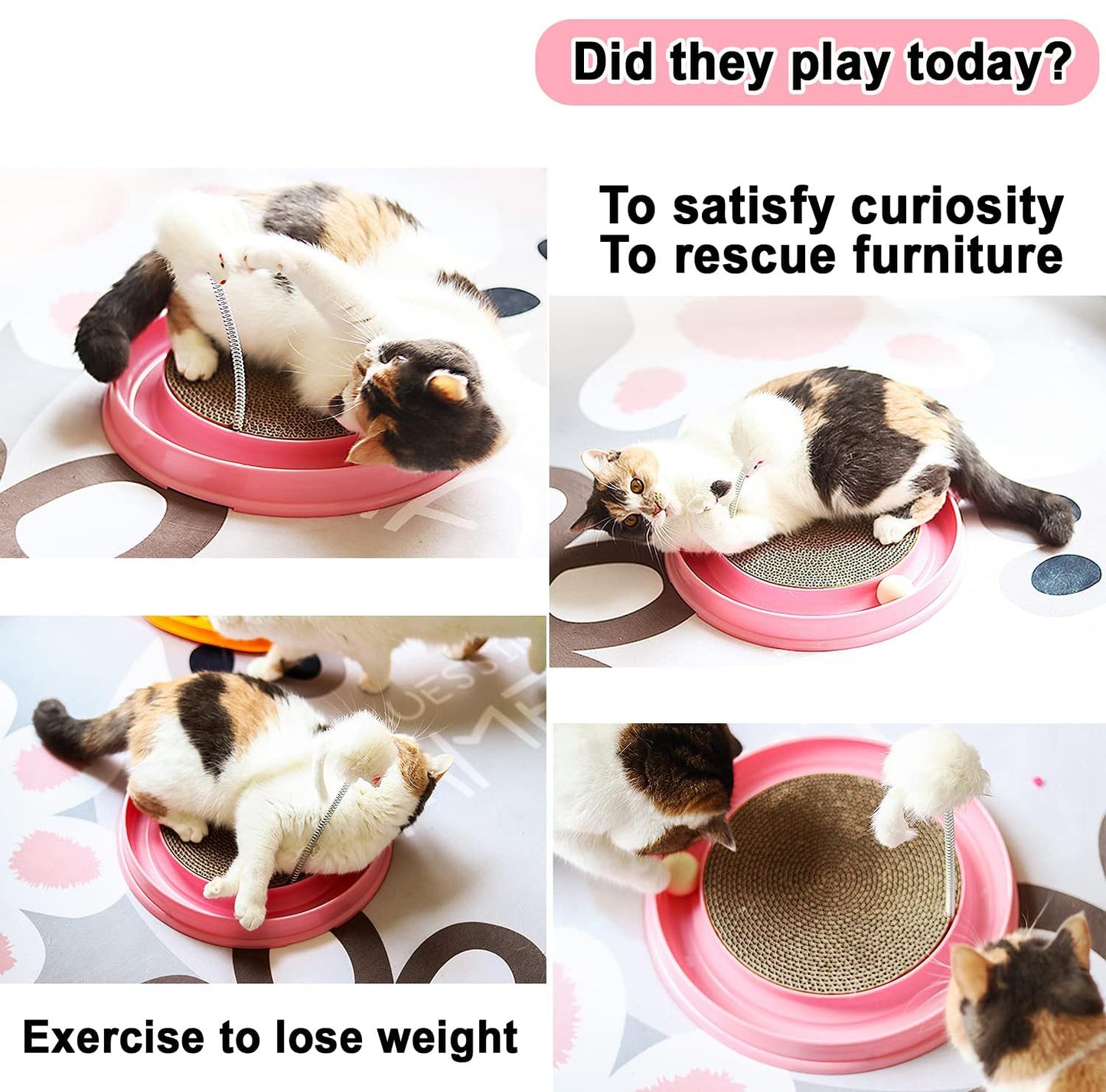 Cat Scratcher Toy Cat Toy Scratch Pad Post Pad Interactive Training Exercise Mouse Play Toy With Ball For Kitty Puppy