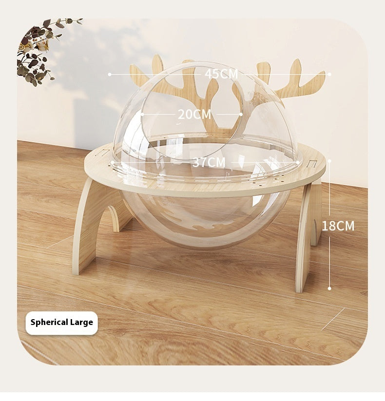 Antlers Cat Nest Four Seasons Universal Pet Supplies Chamfer Space Capsule Solid Wood Cat Bed